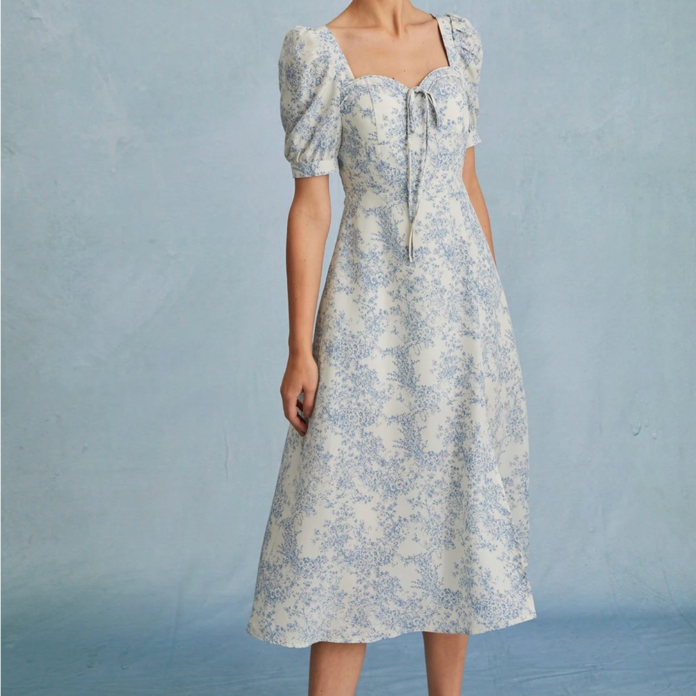 Size M blue/white Rihoas dress: like new